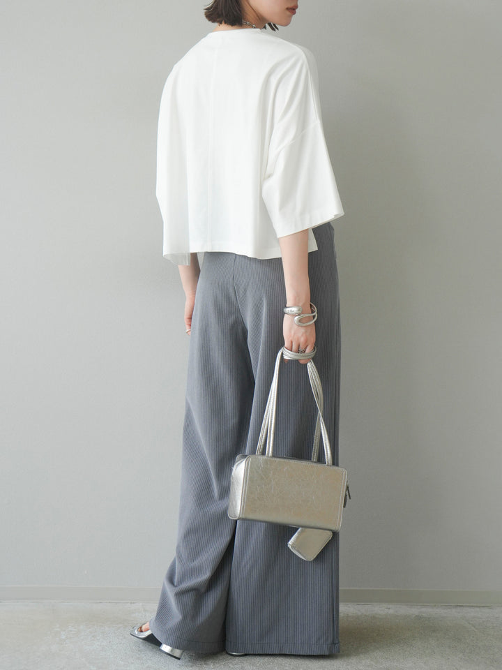 【預購】條紋裹腰寬褲/灰色