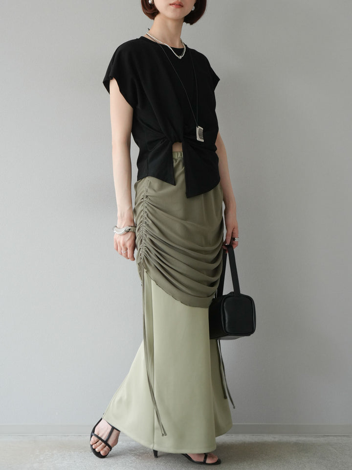 [予約]シアーレイヤードタイトスカート/ライトグリーン