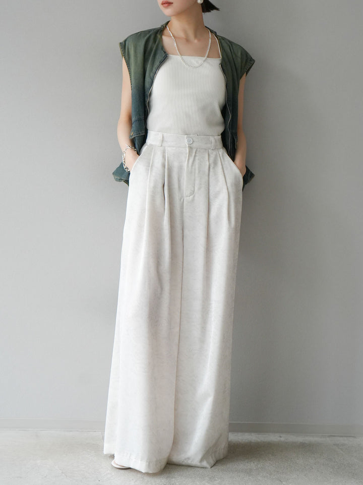 [Pre-order] 2-tuck nuanced satin wide pants/ivory