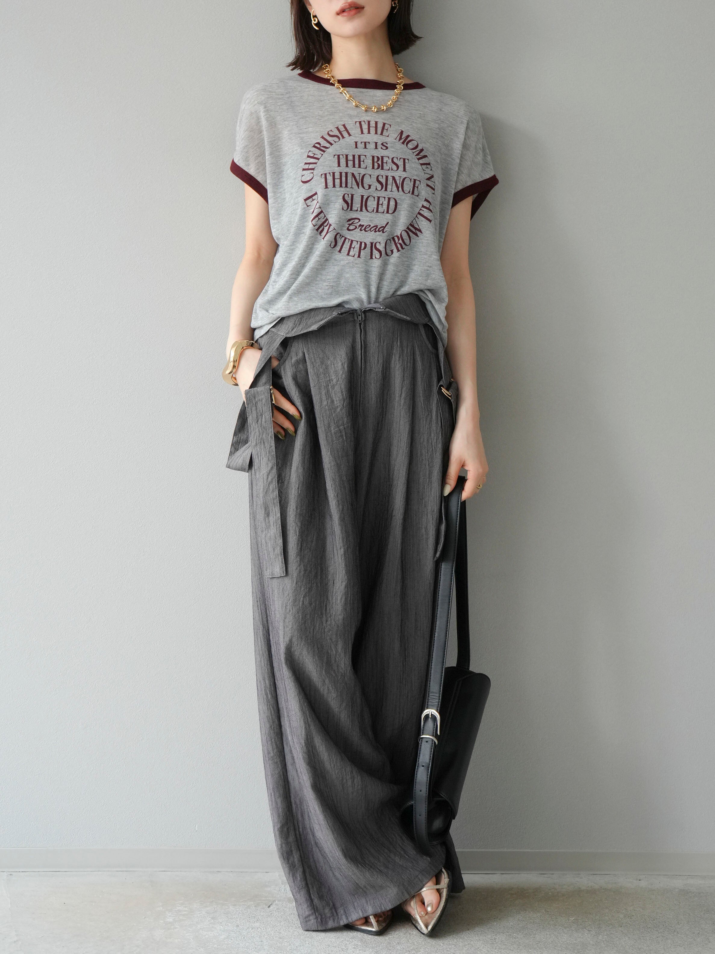 予約]ストリングデザインハイウエストサロペット/チャコール – Lumier