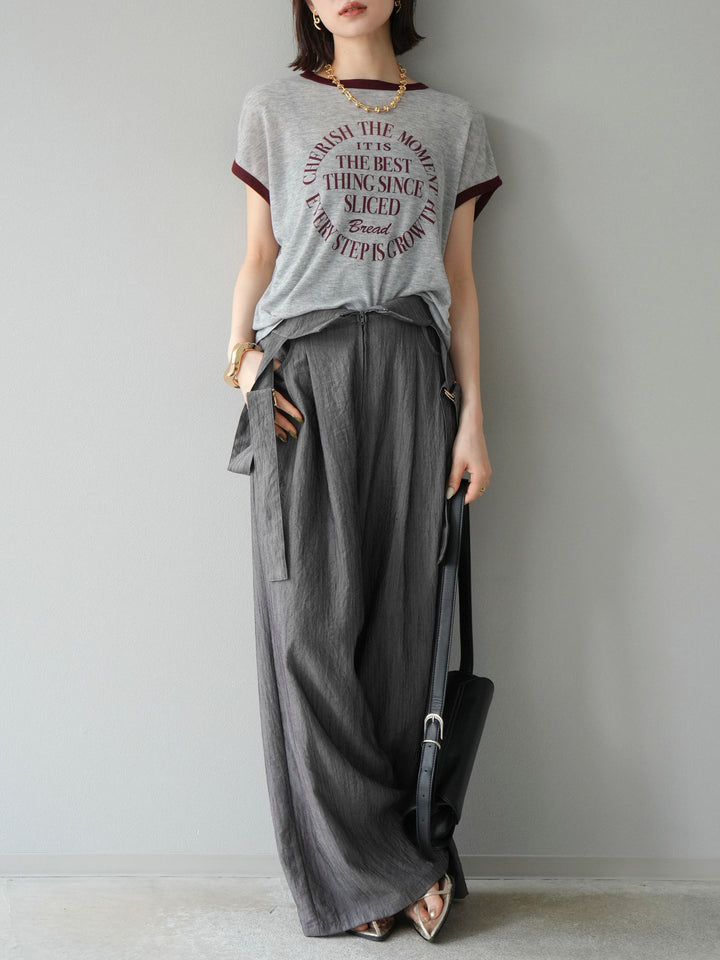 [予約]ストリングデザインハイウエストサロペット/チャコール