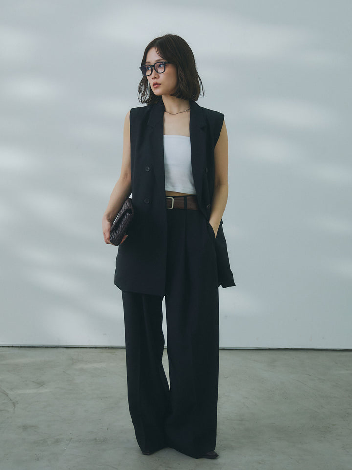 【Allure】[SET]杢調ミディ丈テーラードジレ+杢調ミディ丈テーラードジレ(2set)