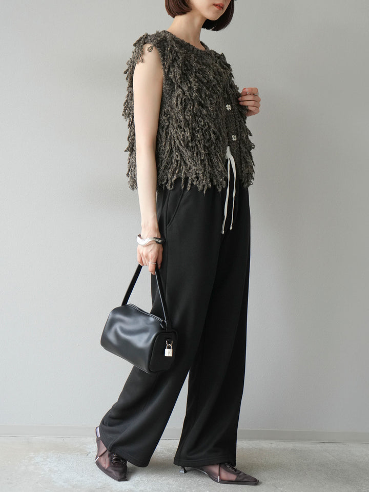 [予約]ダブルウエストスウェットパンツ/ブラック