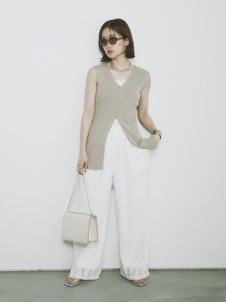 [予約]シアーブロックチェックパンツ/ホワイト