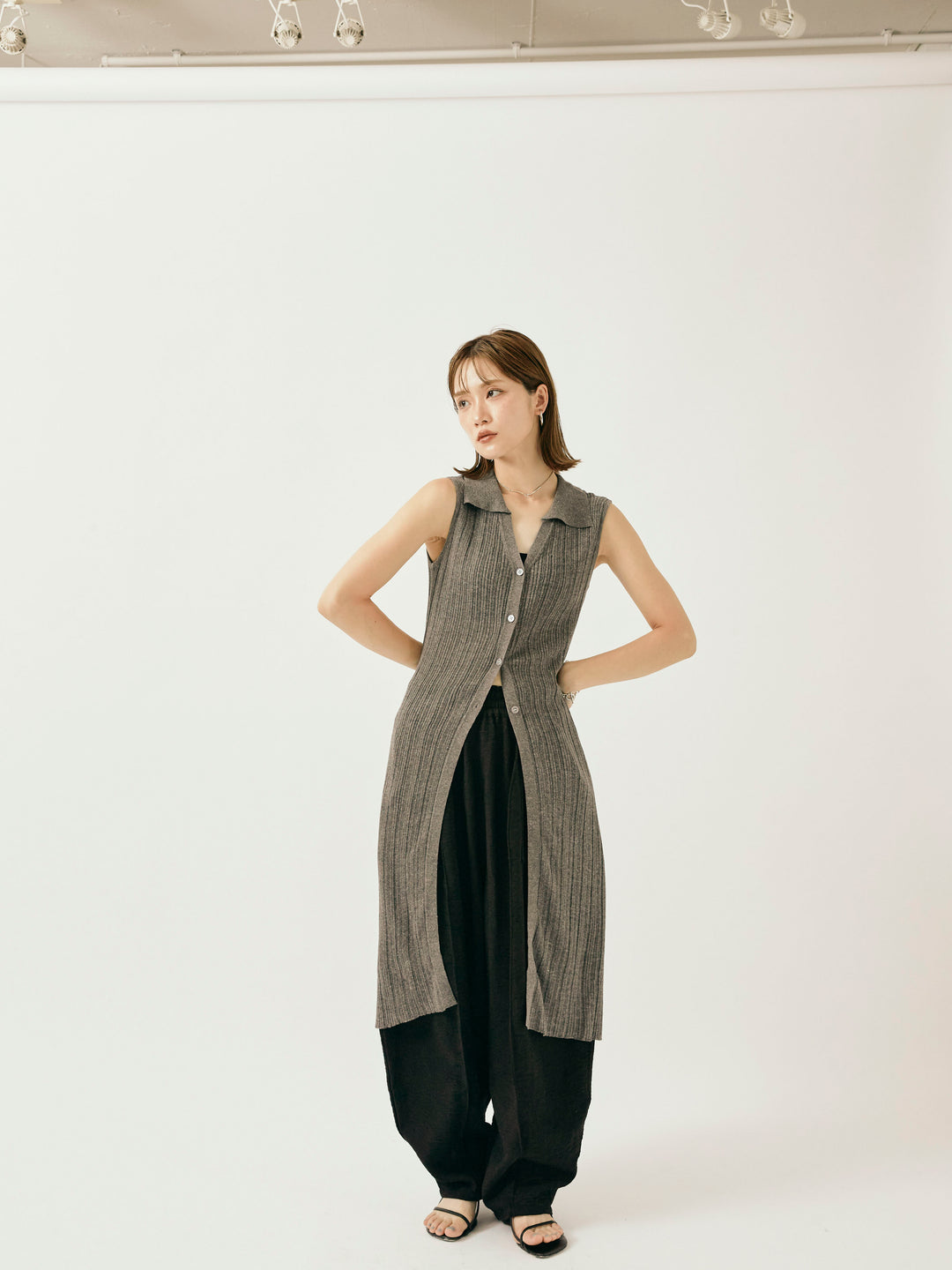 [予約]リネンライクベイカーバルーンパンツ/ブラック