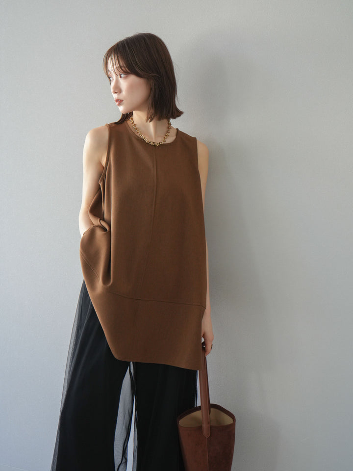 [予約]フレアノースリーチュニック/ブラウン