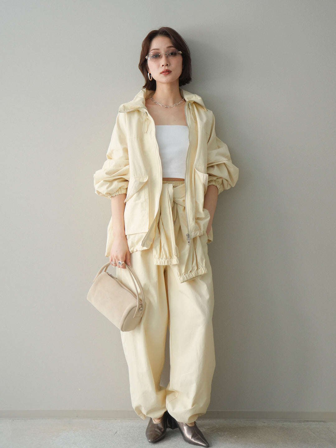 [予約]ビッグポケットコットンナイロンジップブルゾン/ivory