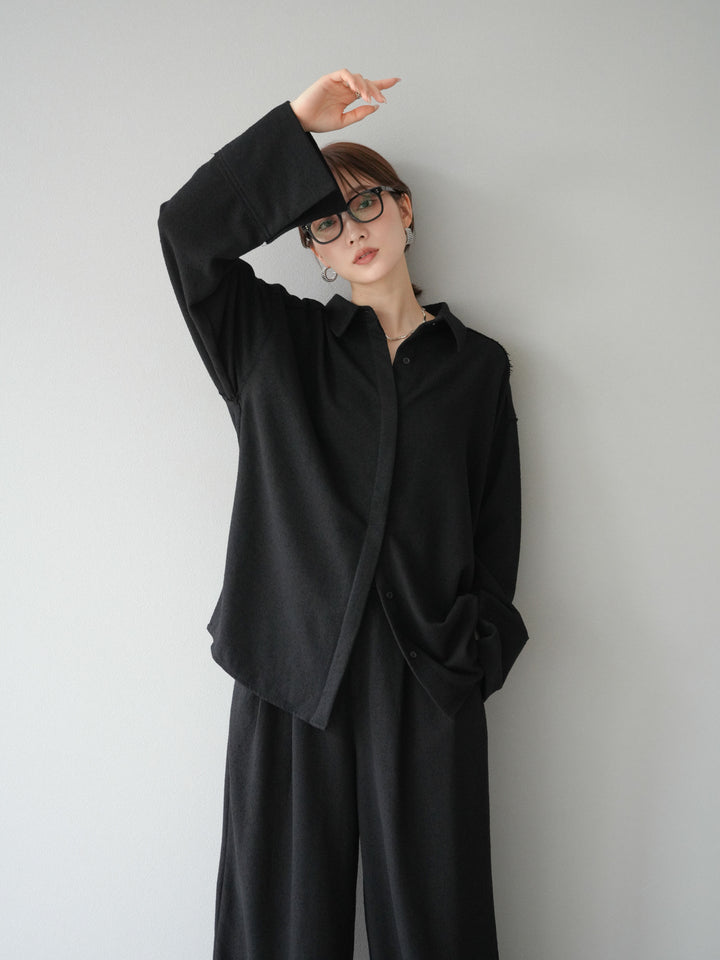 [予約]ネップオーバーシャツ/ブラック