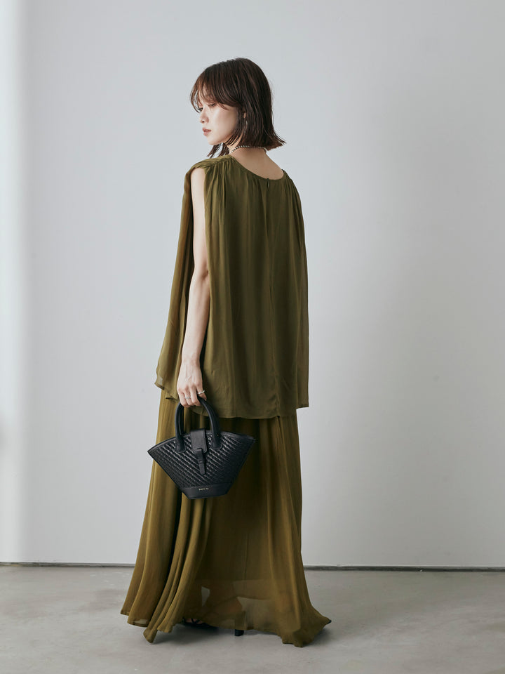 [予約]シアーフレアマキシスカート/グリーン