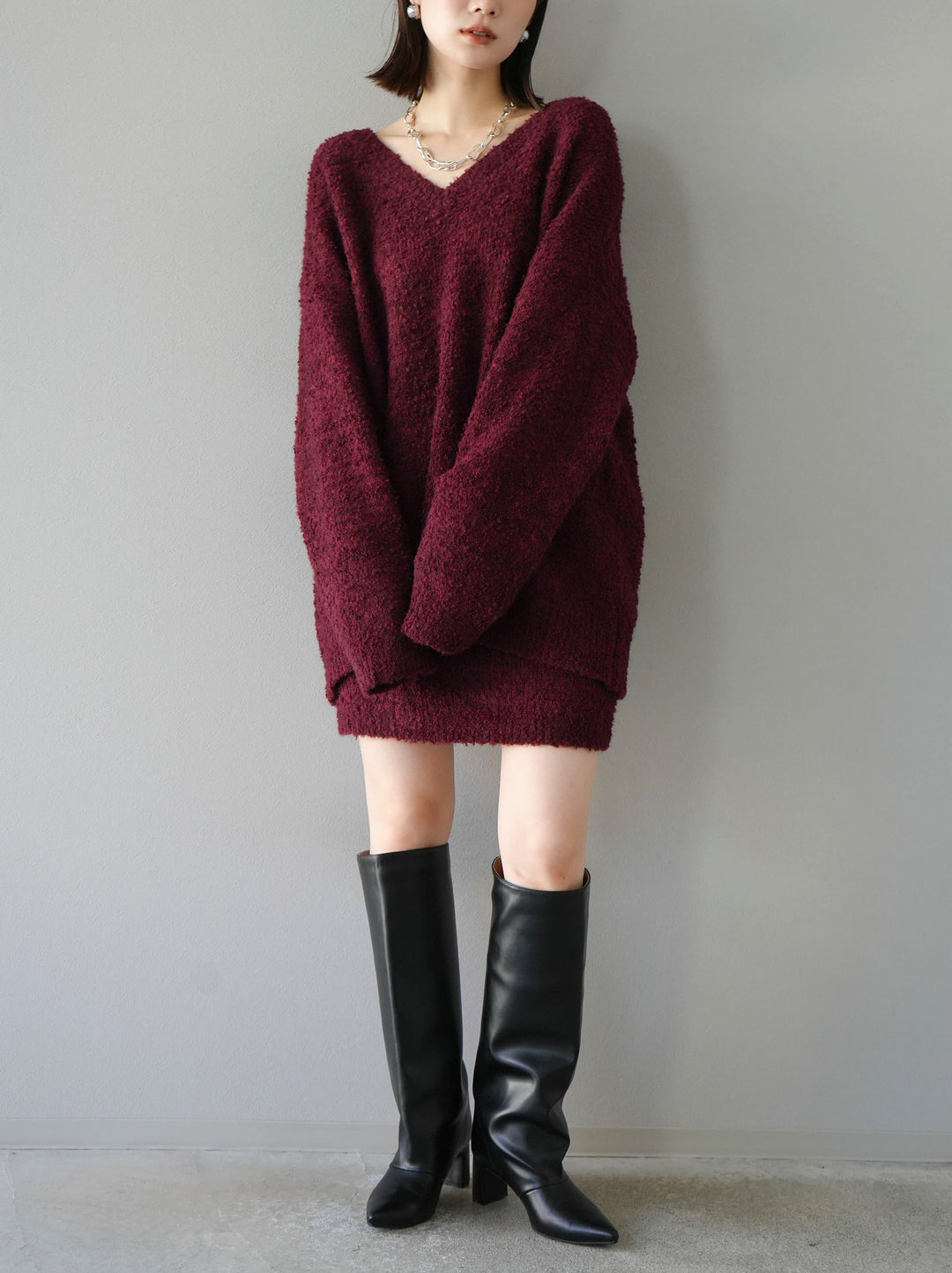 [SET] 橢圓針織衫 & 迷你裙 SET UP