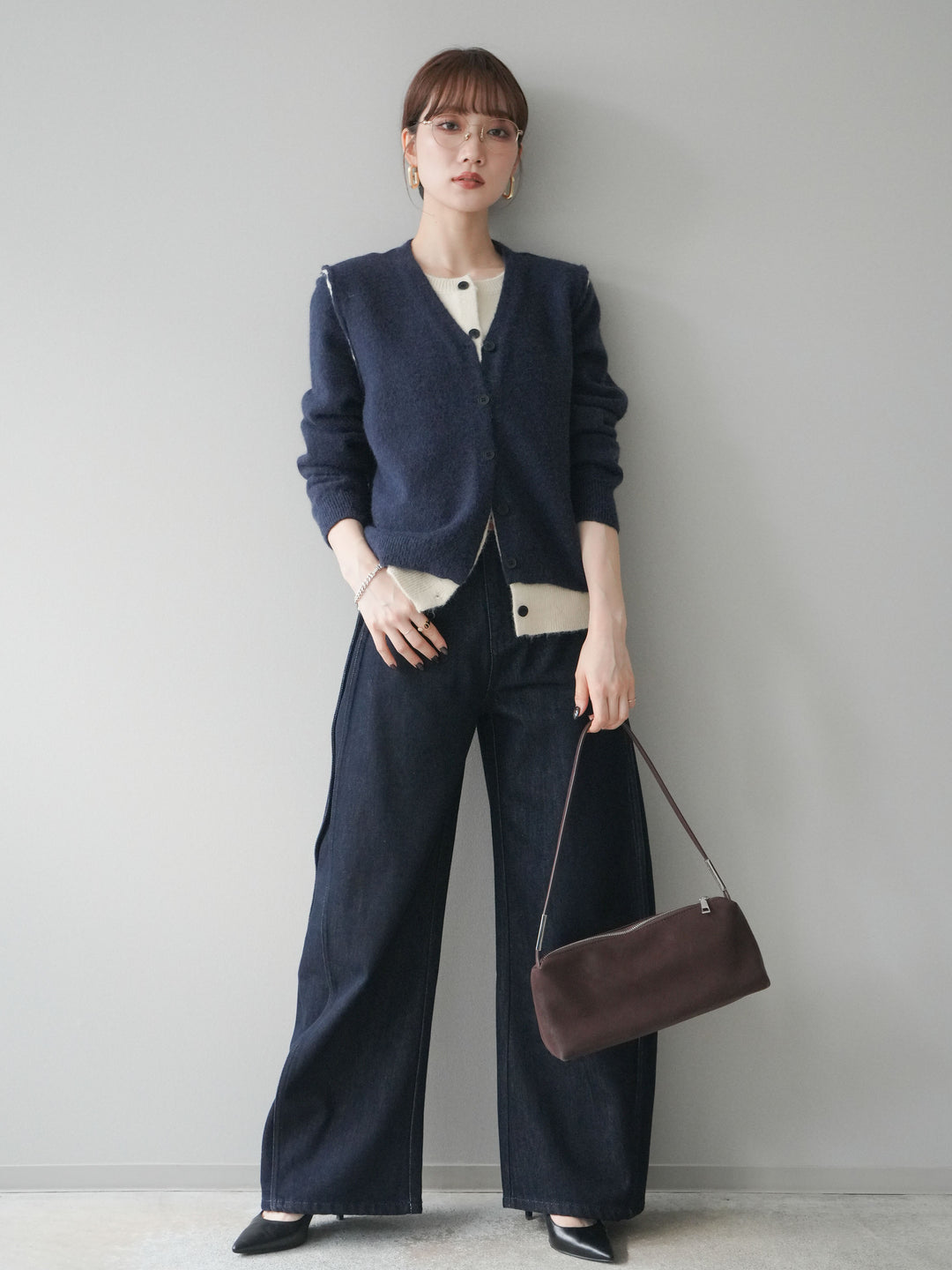 [予約]バレルレッグデニムパンツ/navy