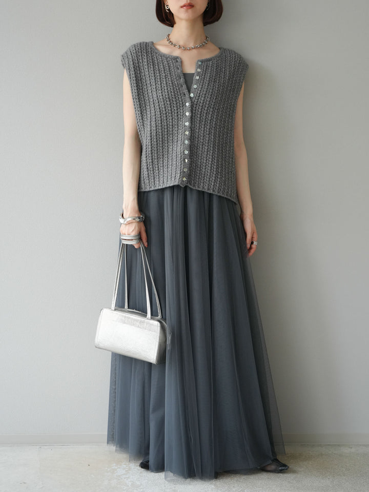 [予約]チュールボリュームスカート/グレー
