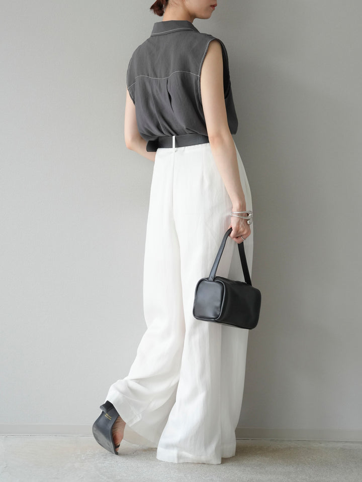 【預購】寬褲配大帶/象牙白