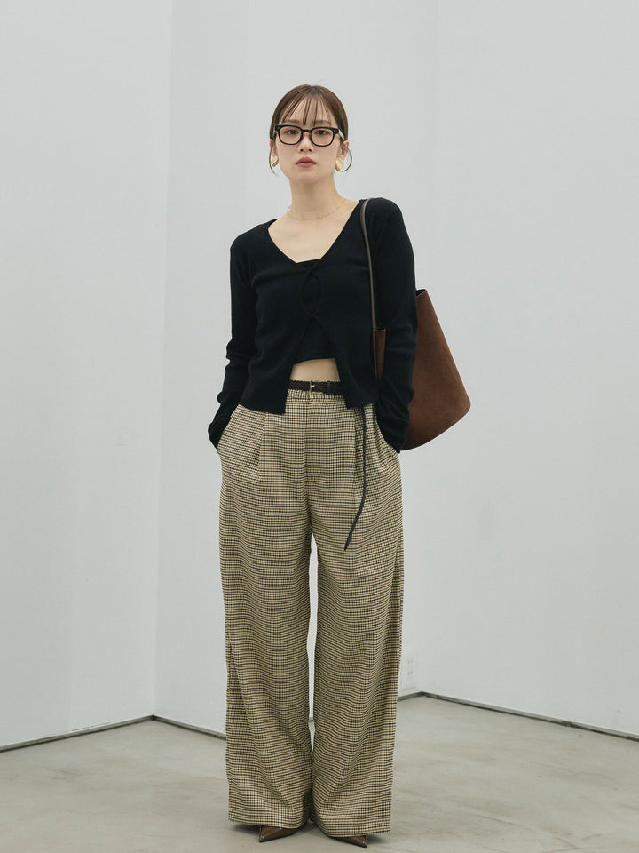 【Allure】[SET]フロントツイストリブニットトップス+フロントツイストリブニットトップス(2set)