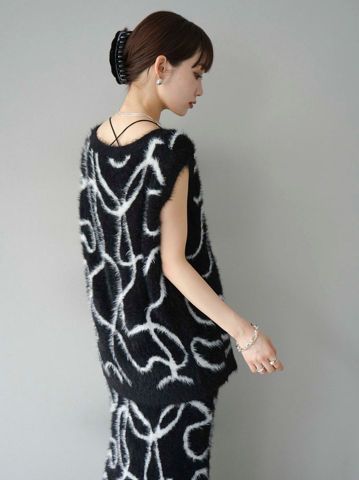 [SET]ラインシャギーニットベスト+選べるアクセセット(2set)