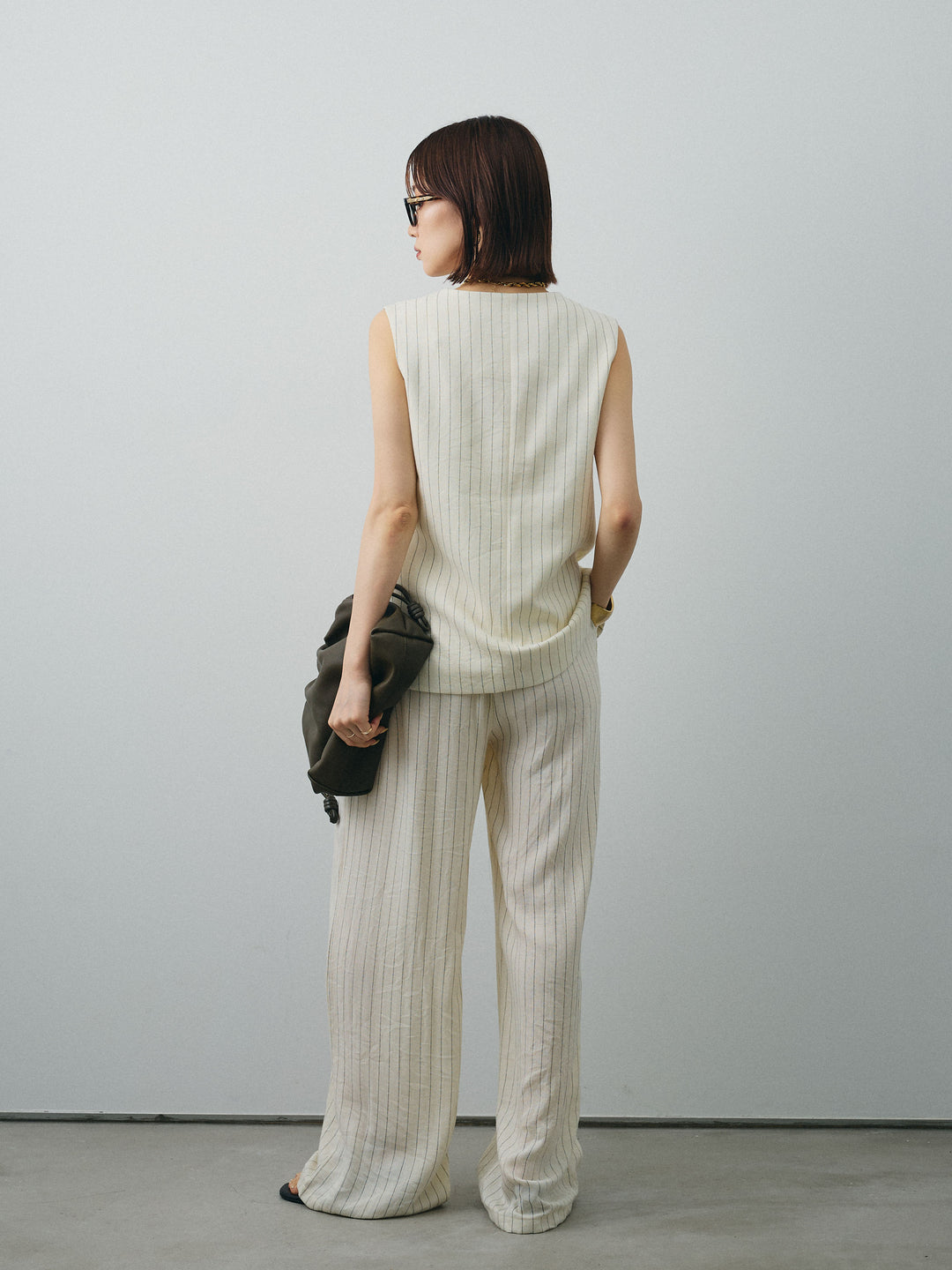 [SET] 條紋背心＆寬褲SET UP（2件套）