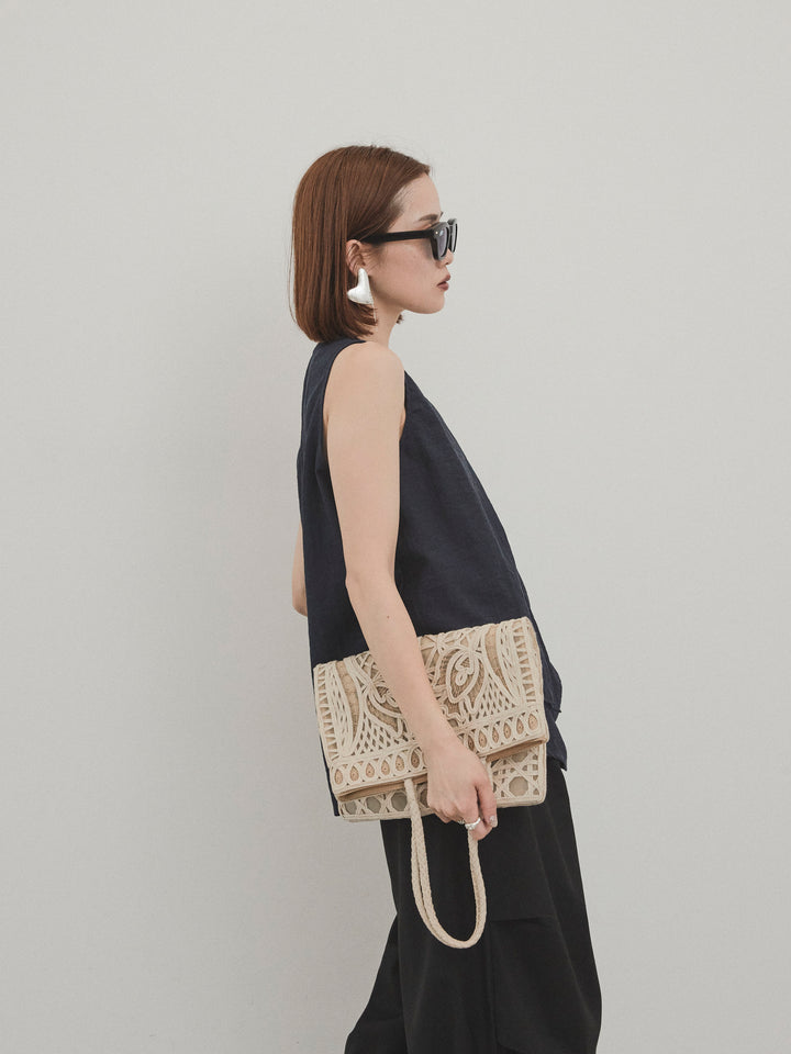 [予約]シアータックアシンメトリーブラウス/ネイビー