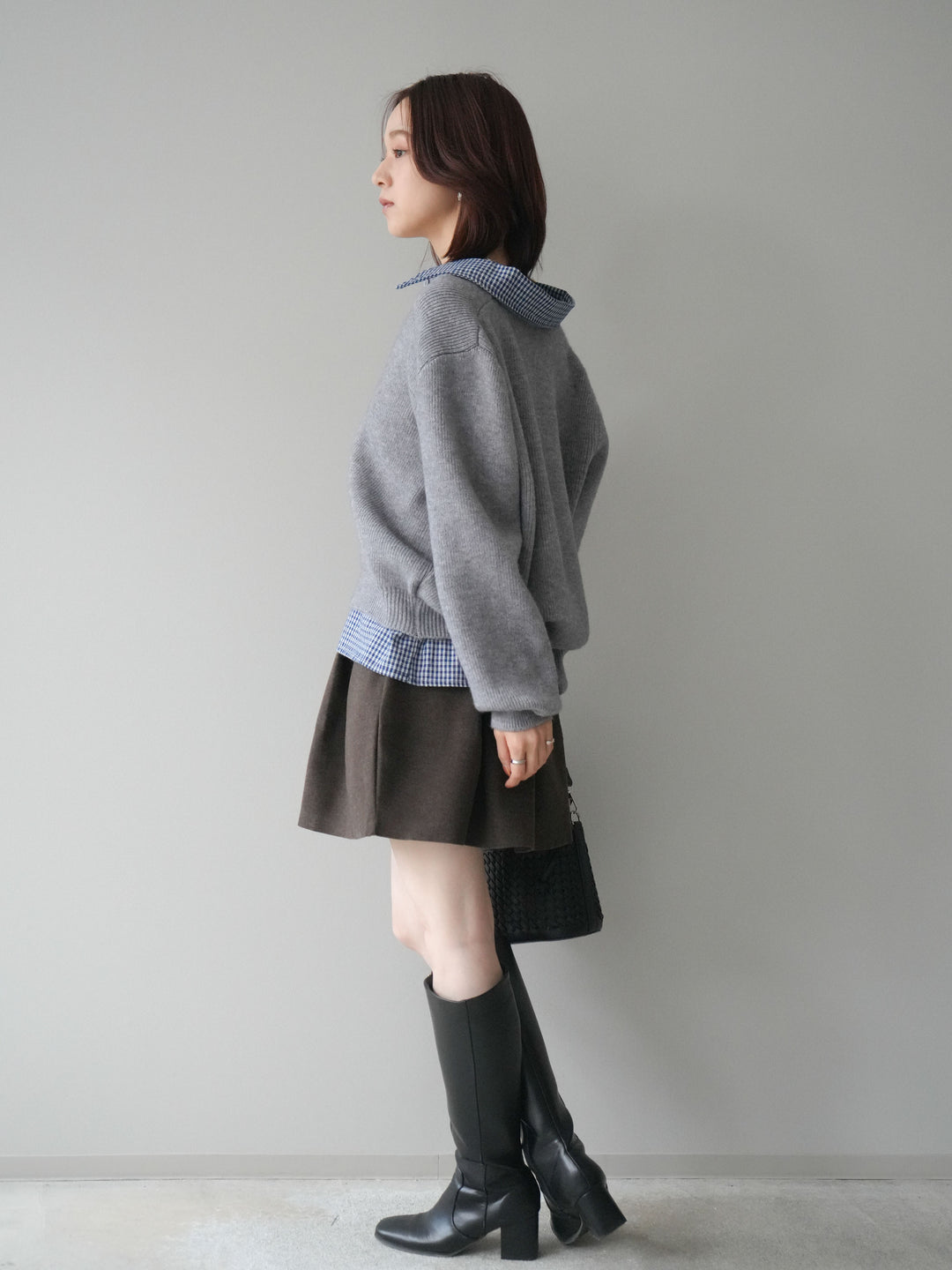 [予約]ベルト付きタックミニスカート/brown