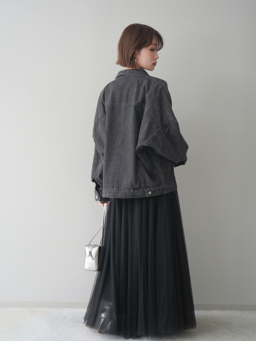 [SET]ルーズシルエットデニムジャケット+チュールボリュームスカート(2set)