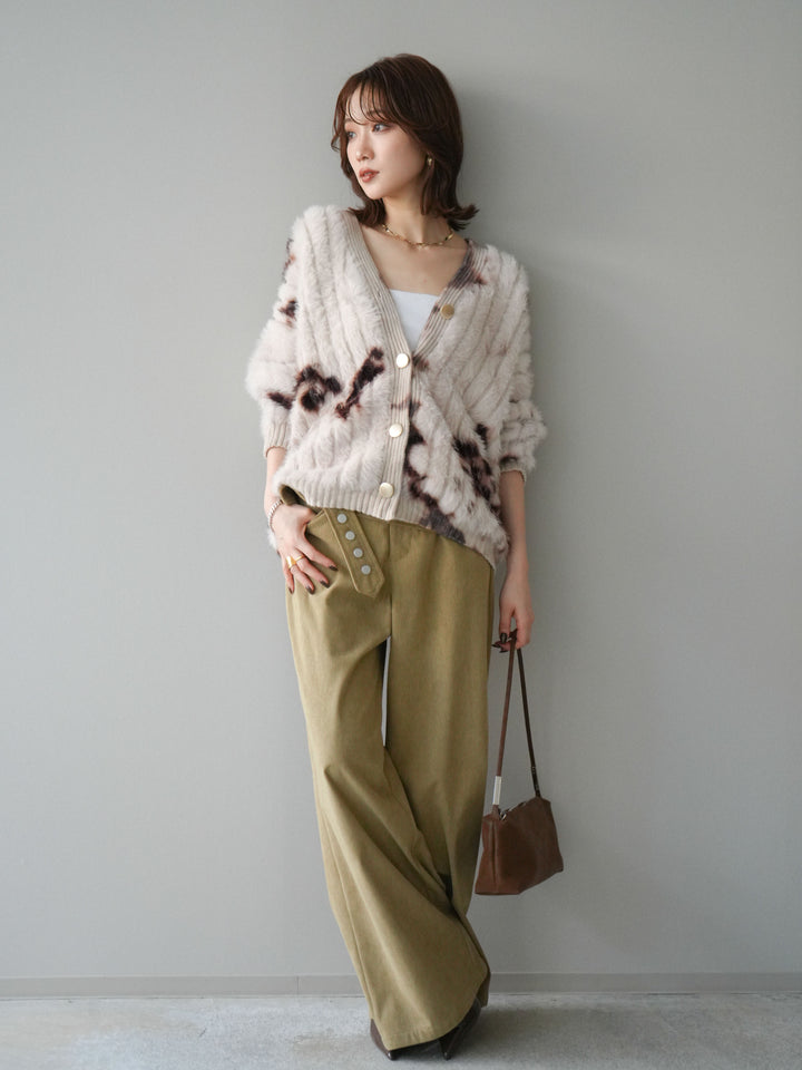 [予約]コーデュロイ巻きベルト付きパンツ/beige