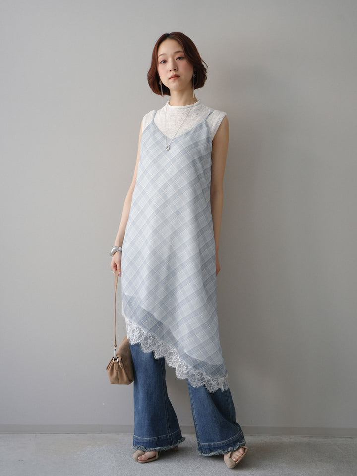 [予約]フリンジデザインセミフレアデニム/blue