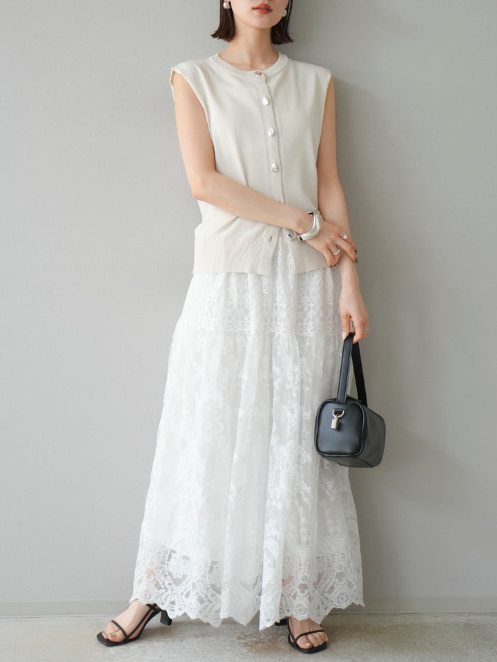 [予約]レースフレアスカート/ホワイト