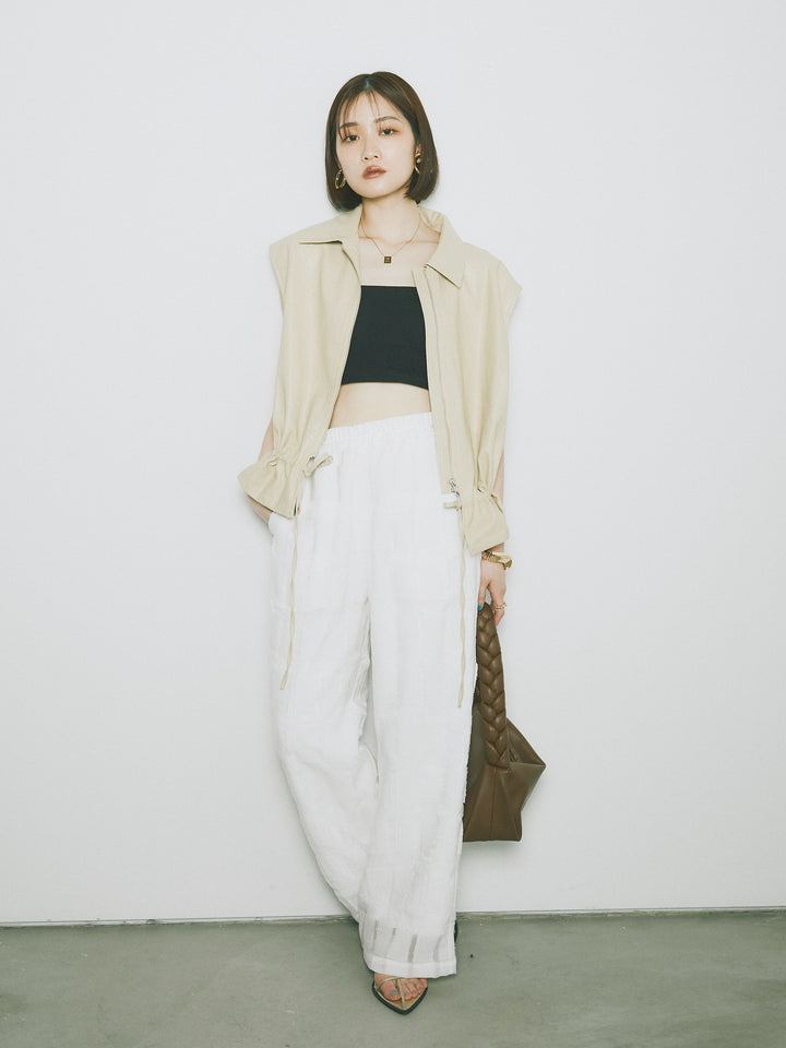 [予約]シアーブロックチェックパンツ/ホワイト