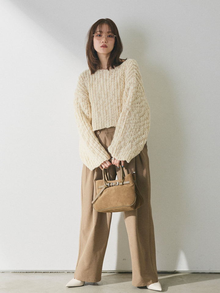 [予約]アシンメトリーウエストタックパンツ/beige