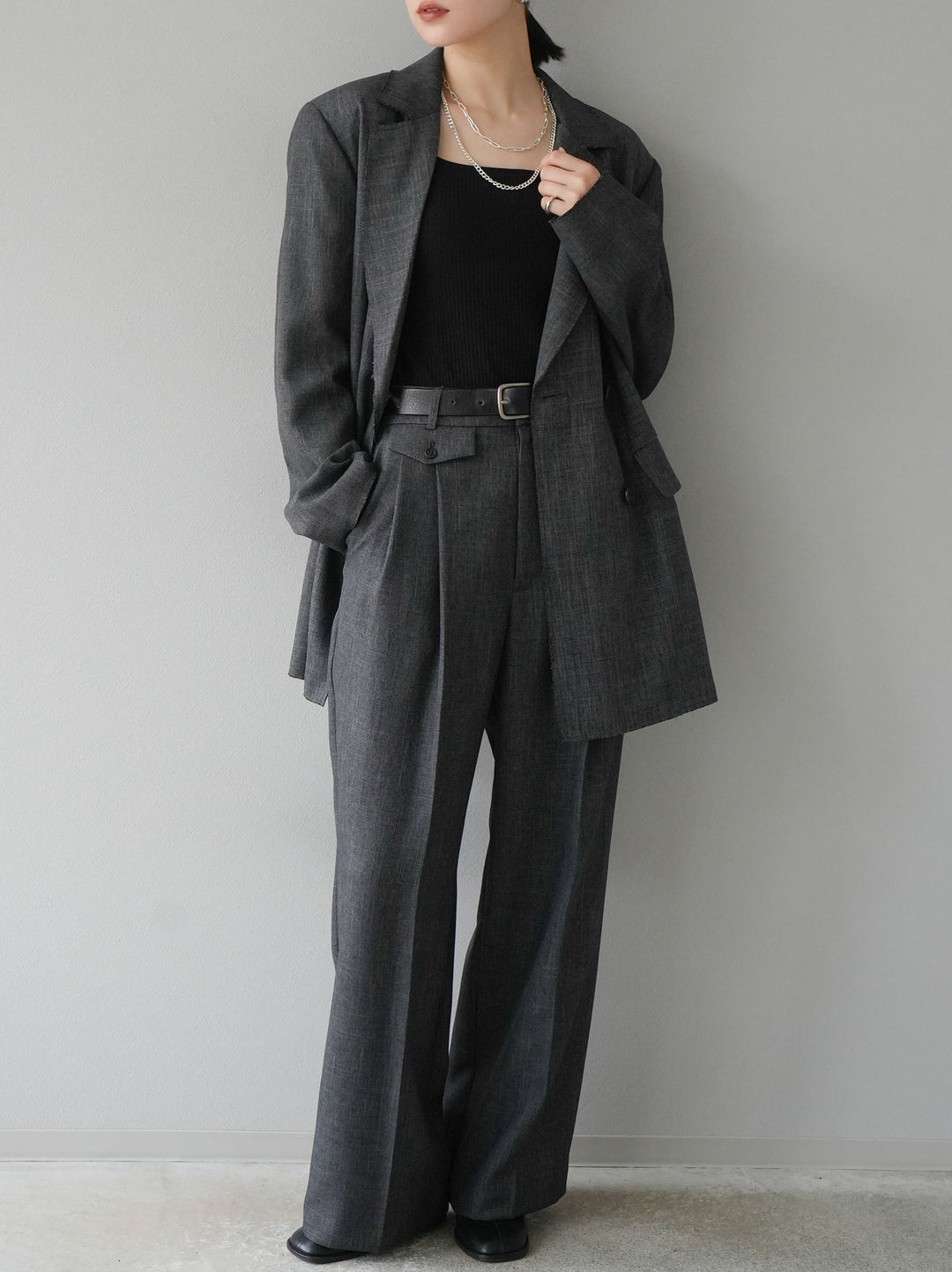 [予約]カットオフダブルブレストジャケット/ブラック