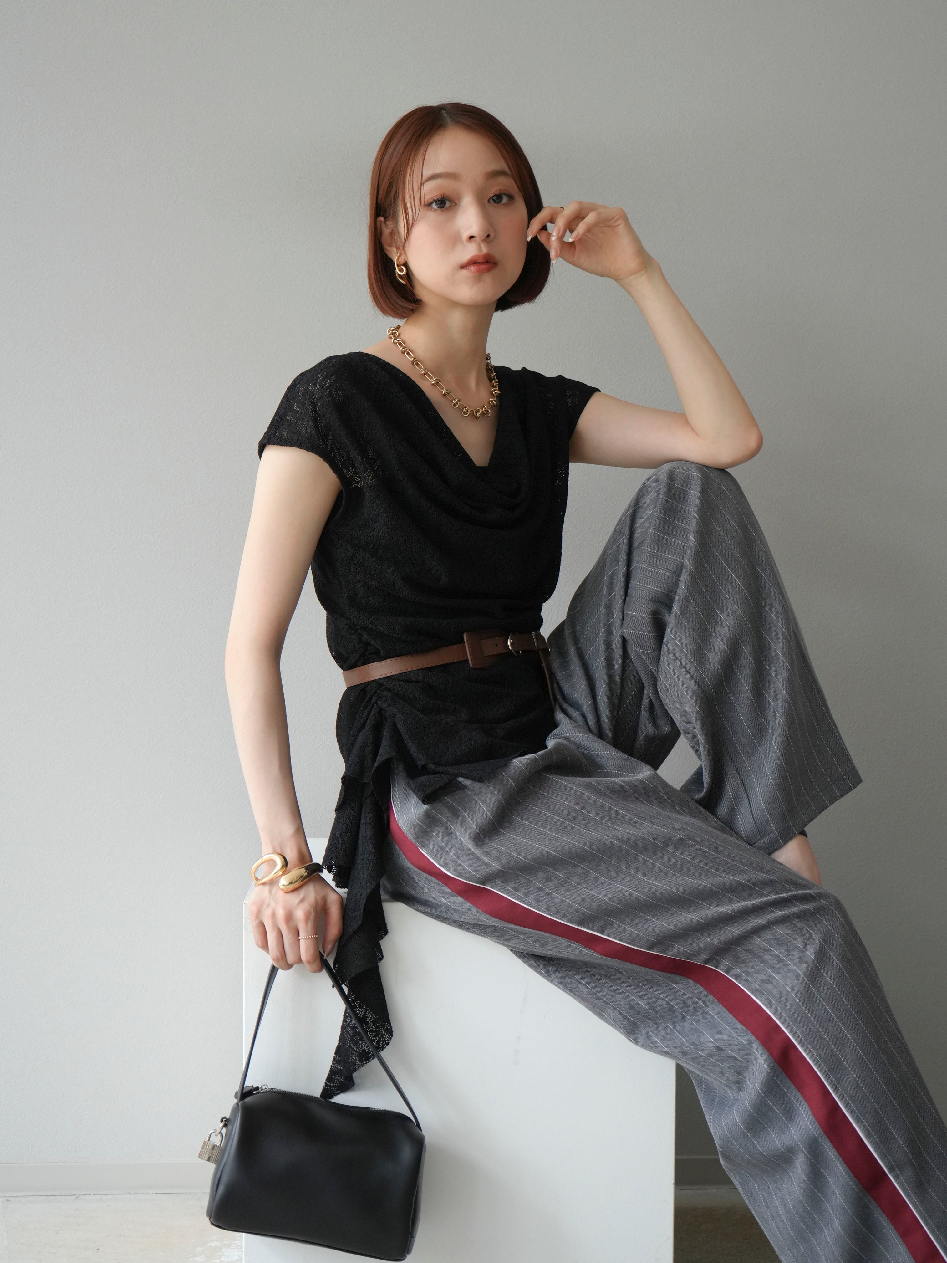 rio ブラックレースドレス GUCCIベルト付き rio様専用 ブラックレースドレス GUCCIベルト付き