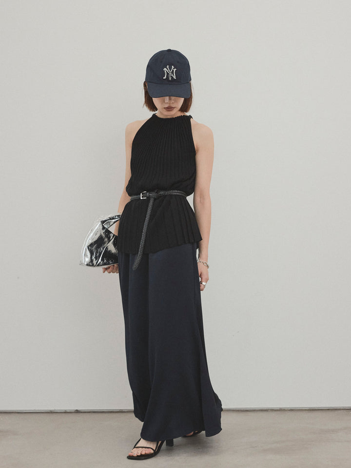 [SET]プリーツニットキャミソール+リラックスナロースカート(2set)