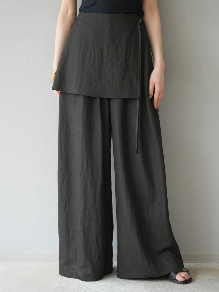 [予約]レイヤードテンセルデニムパンツ/ブラック