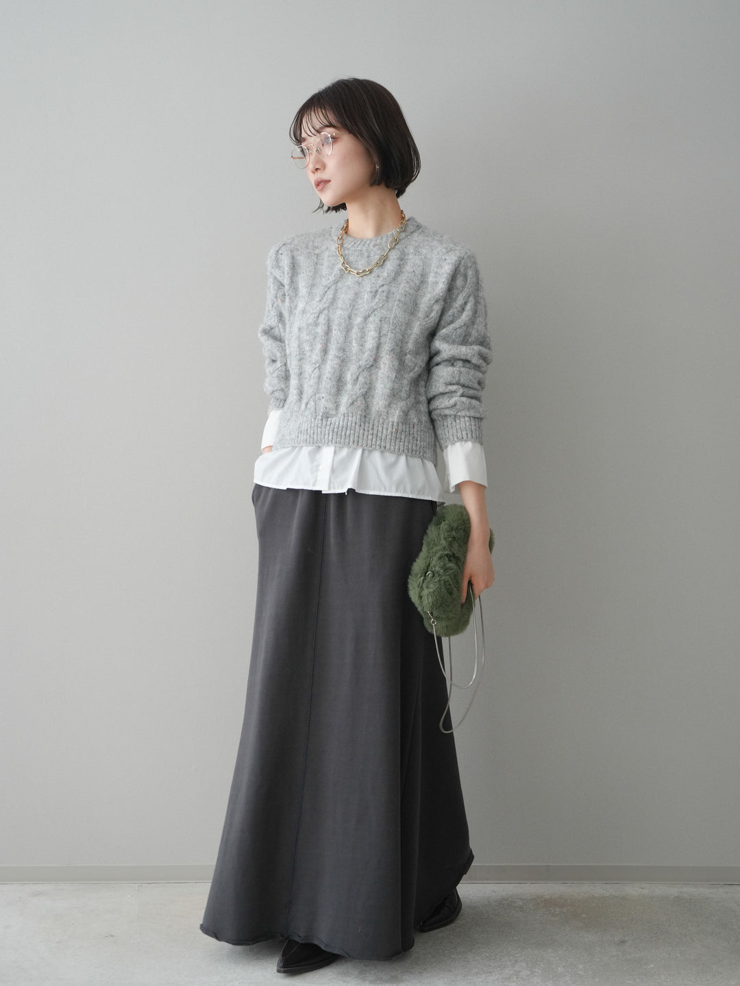 [SET]スウェットフレアロングスカート+スウェットフレアロングスカート(2set)