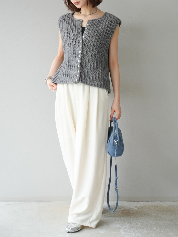 [予約]ネップワイドパンツ/アイボリー