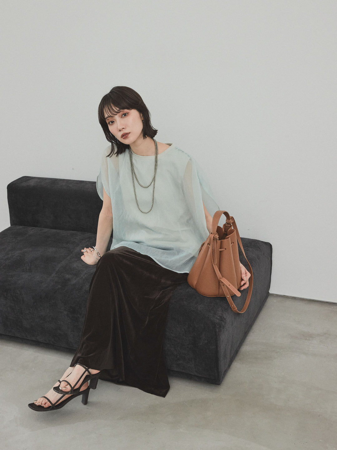 [予約]コンパクトスムースシアーレイヤードトップス/ミント