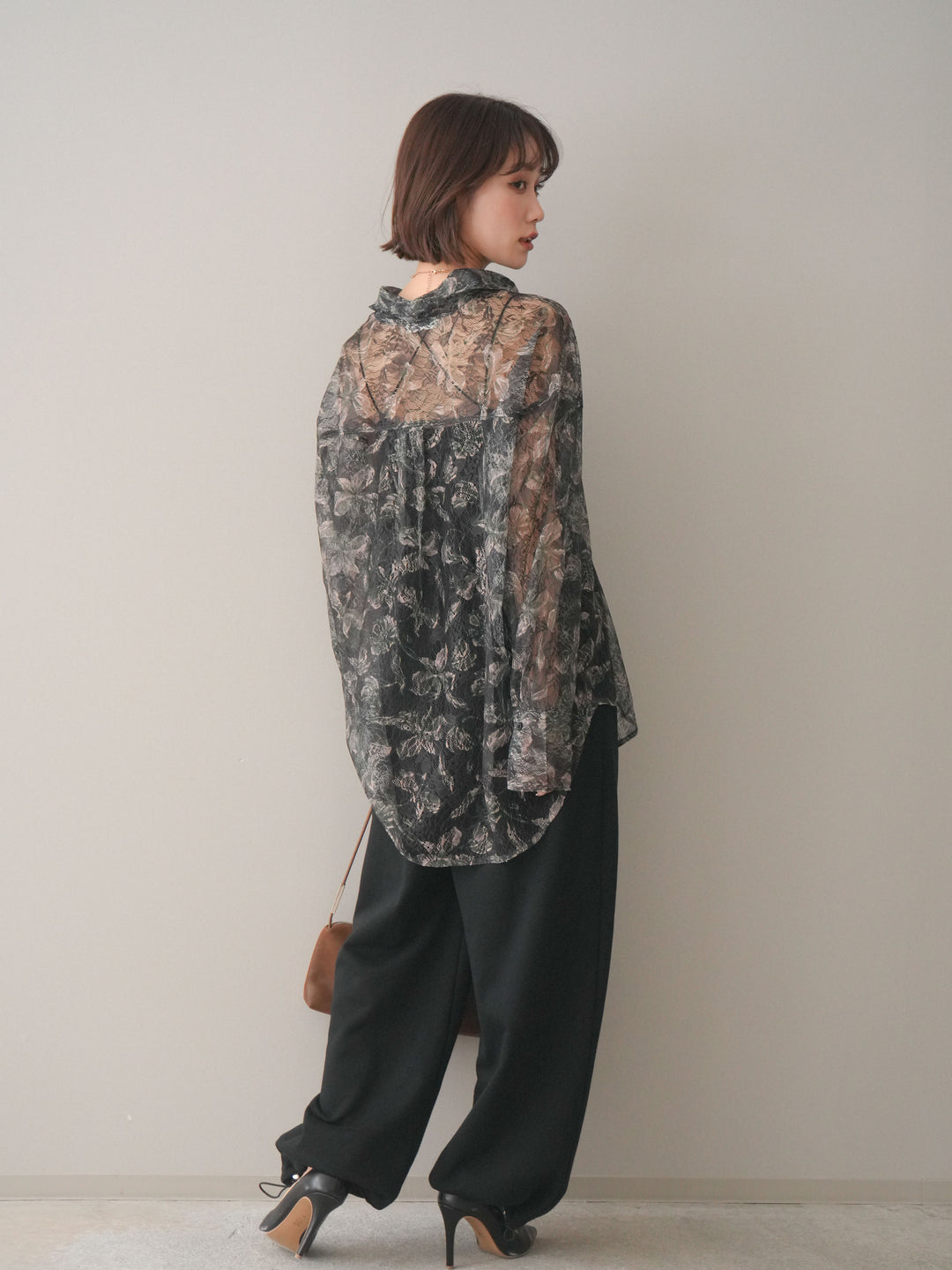[予約]裾ドロストタックスウェットパンツ/black