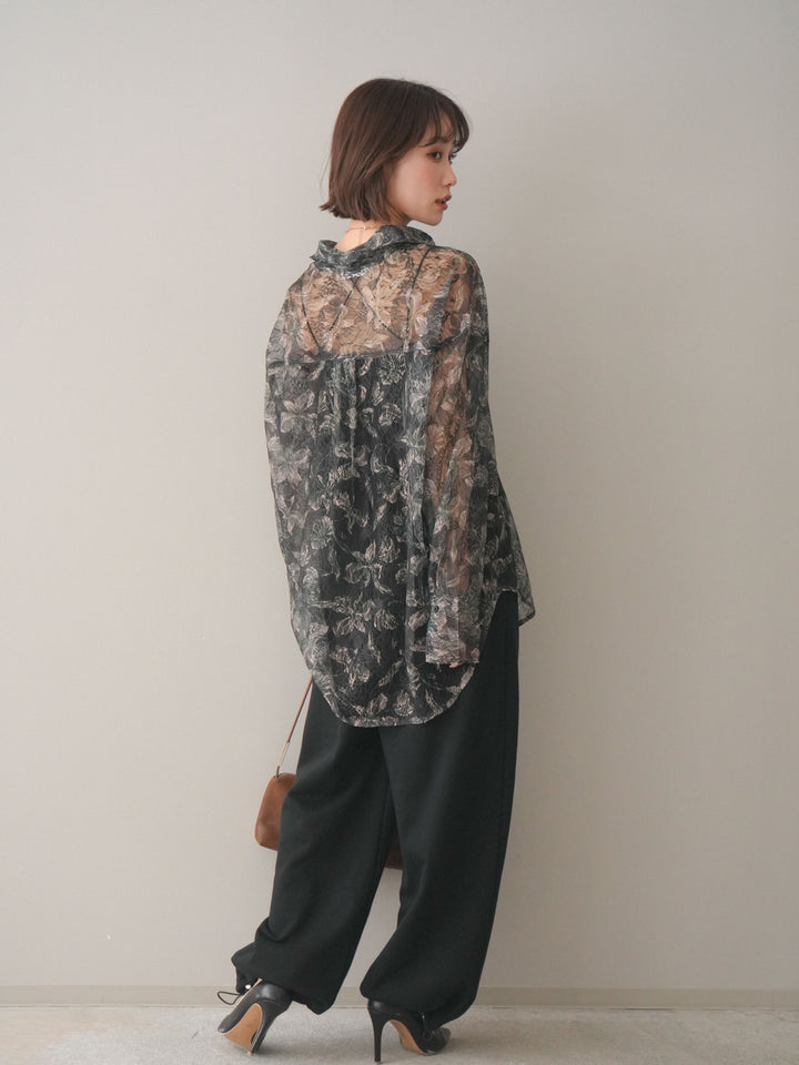 [予約]裾ドロストタックスウェットパンツ/black