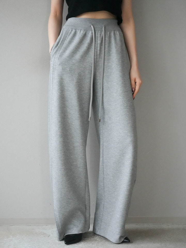 [予約]ステッチデザインウエストリブニットスエットパンツ/lightgray