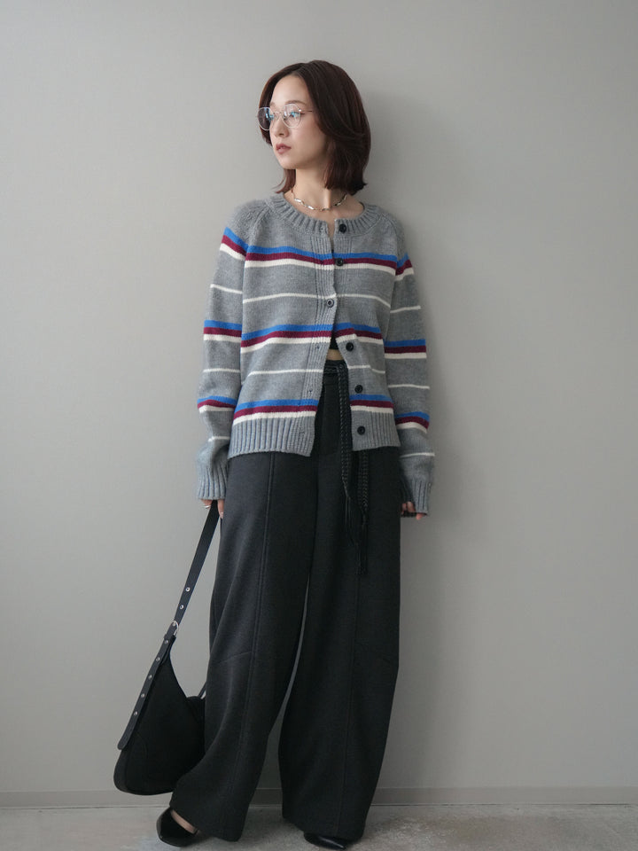 [予約]ベルト付裏起毛センターシームカーブパンツ/charcoal