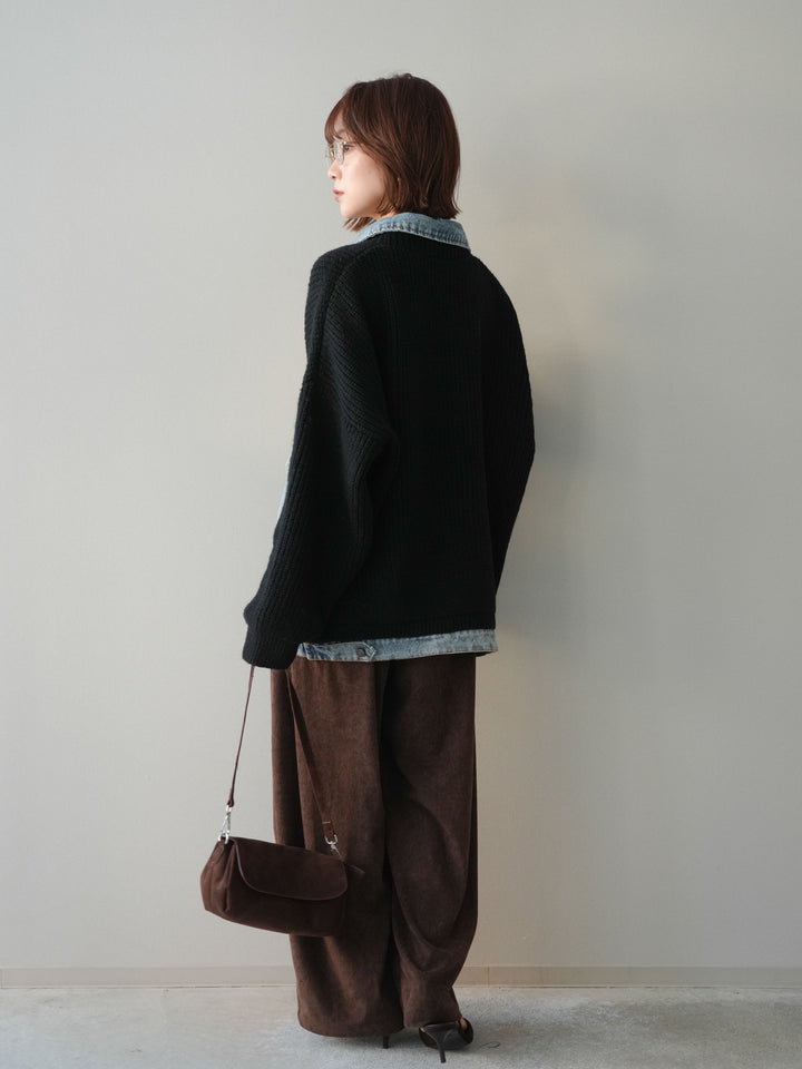 [予約]コーデュロイサイドタックコクーンパンツ/brown