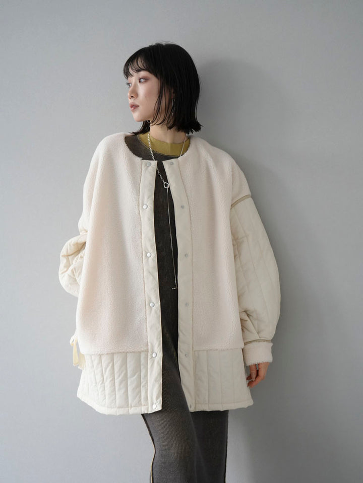 [Pre-order] Boa x quilted side ribbon padded coat/ivory