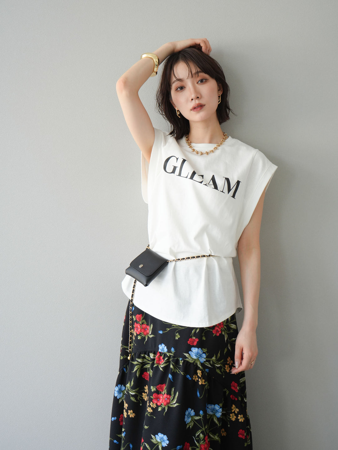 [預訂] 後標logo印花美國棉質T卹/米白色