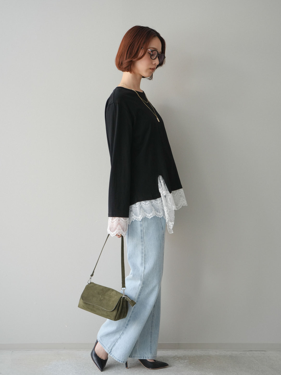 [予約]サイドラインフレアデニムパンツ/bleach