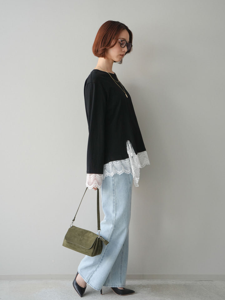 [予約]サイドラインフレアデニムパンツ/bleach