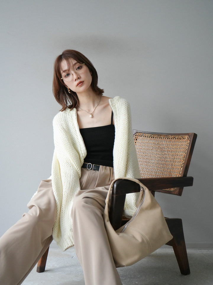 [予約]ロービングケーブルオーバーZIPニットカーディガン/アイボリー