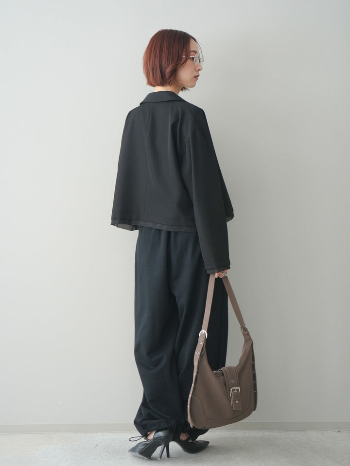 [予約]裾ドロストタックスウェットパンツ/black