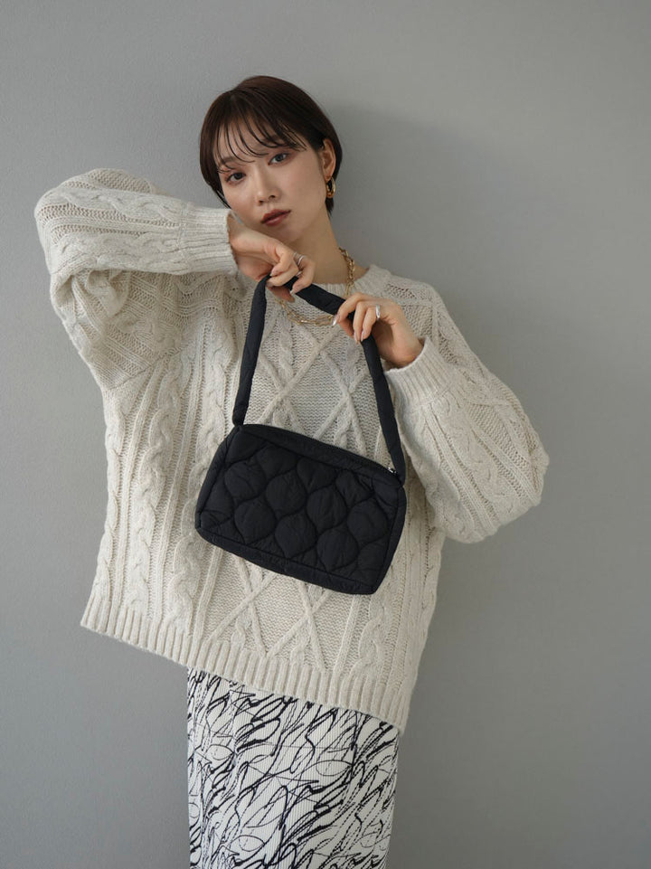[Pre-order] Quilted one-handle bag/black
