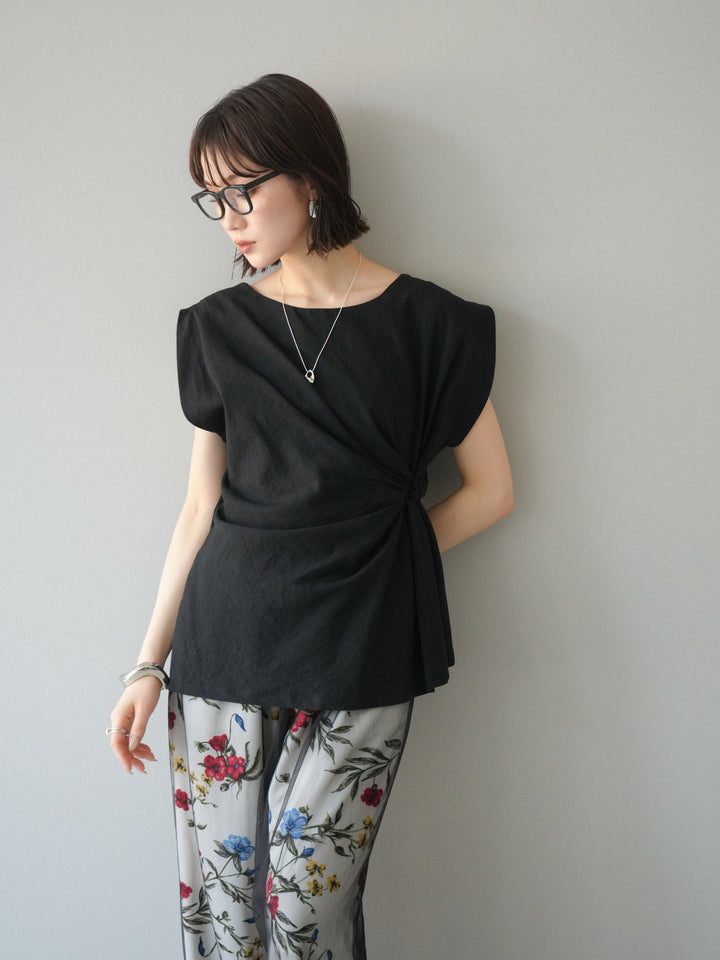 [予約]サイドツイストフレンチトップス/ブラック