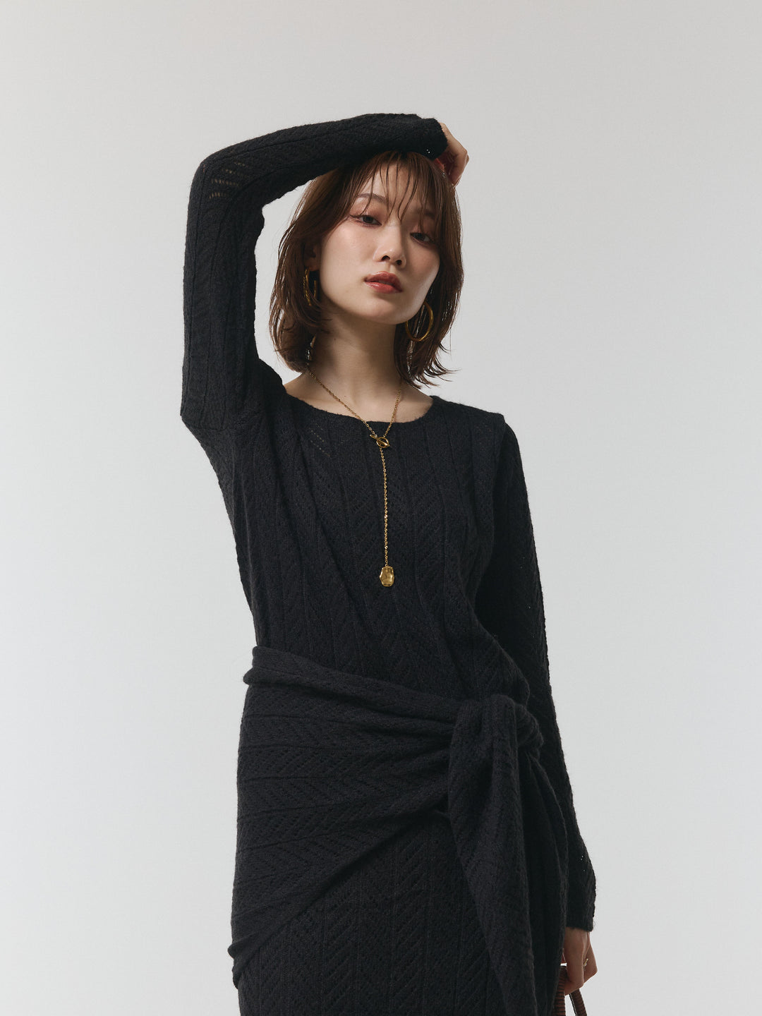 【Allure】[SET]透かし編みニットトップス＆スカート3SET+透かし編みニットトップス＆スカート3SET(2set)