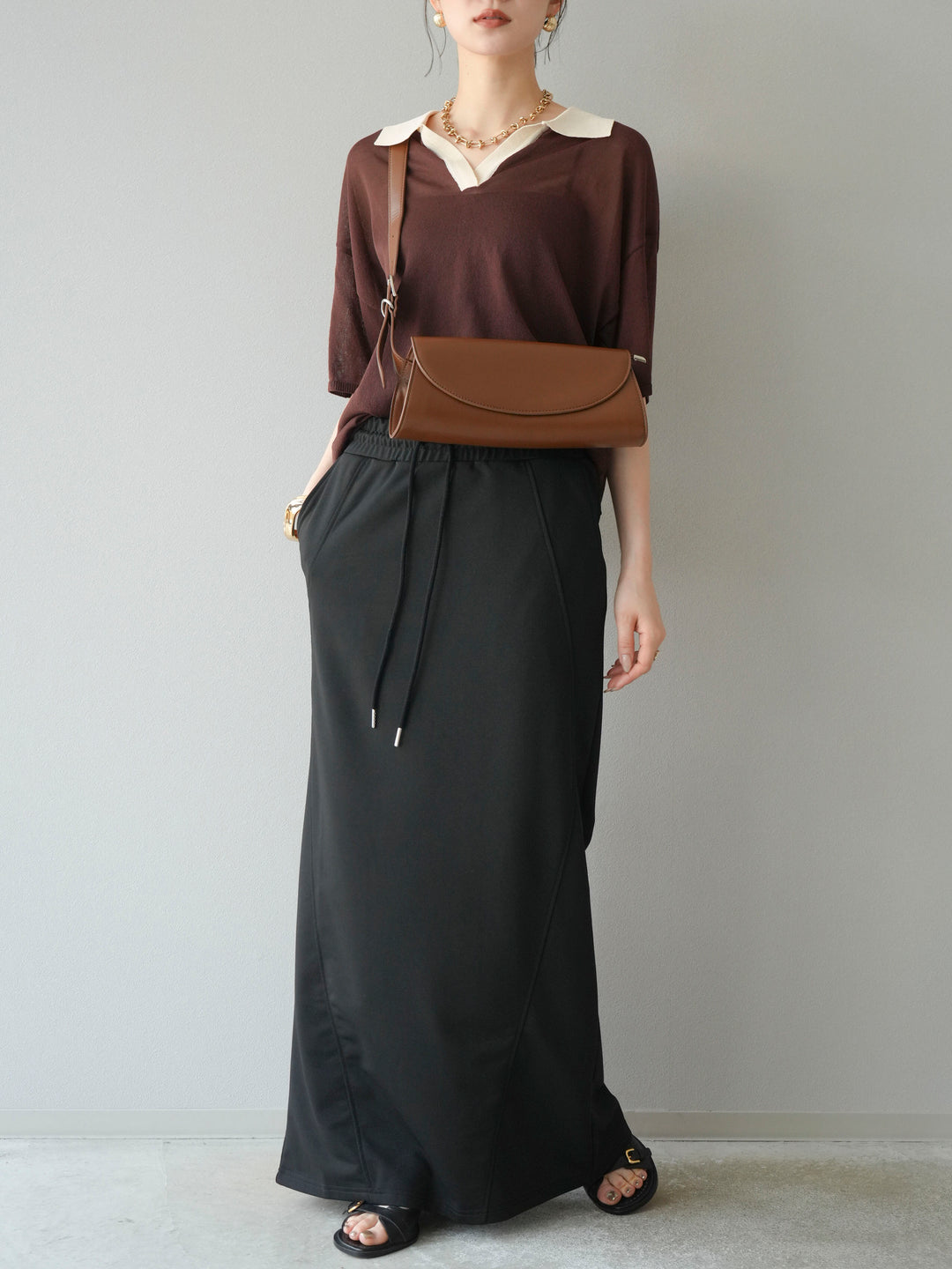 [予約]スウェットロングスカート/ブラック